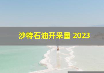 沙特石油开采量 2023